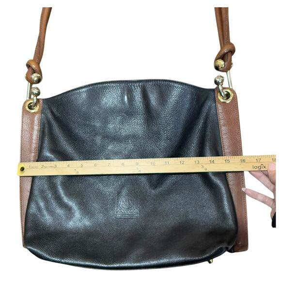 Valentino by Mario Valentino Handbag Black Brown Leather Shoulder Purse Slouchy - Picture 13 of 16